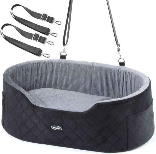 Pecute Dog Car Seat for Medium Back Length Less Than 27inch, Multi-Functional Pet Booster Seat with Waterproof Cushion 4.7inch,Washable 2 Safety Belts Dog Car Sofa Cushion & Bed