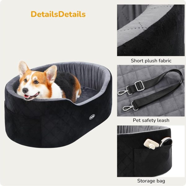 Pecute Dog Car Seat for Medium Back Length Less Than 27inch, Multi-Functional Pet Booster Seat with Waterproof Cushion 4.7inch,Washable 2 Safety Belts Dog Car Sofa Cushion & Bed - Image 5