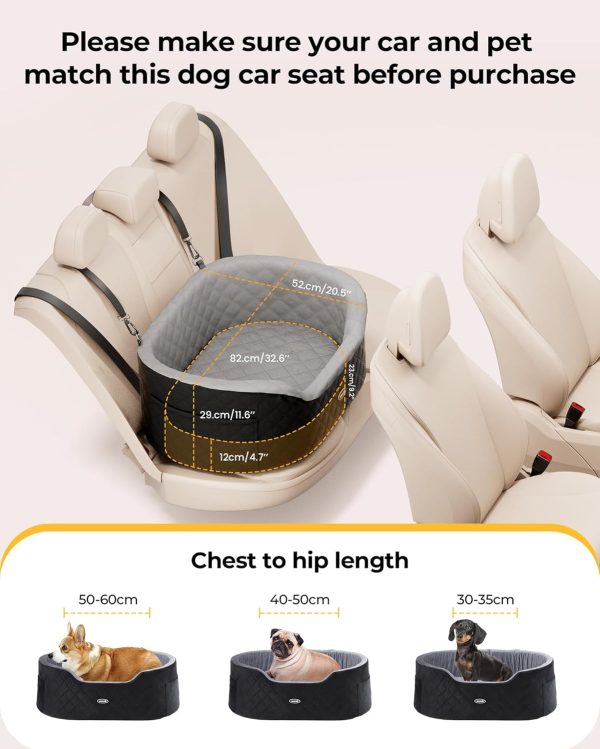 Pecute Dog Car Seat for Medium Back Length Less Than 27inch, Multi-Functional Pet Booster Seat with Waterproof Cushion 4.7inch,Washable 2 Safety Belts Dog Car Sofa Cushion & Bed - Image 6