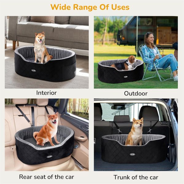 Pecute Dog Car Seat for Medium Back Length Less Than 27inch, Multi-Functional Pet Booster Seat with Waterproof Cushion 4.7inch,Washable 2 Safety Belts Dog Car Sofa Cushion & Bed - Image 7
