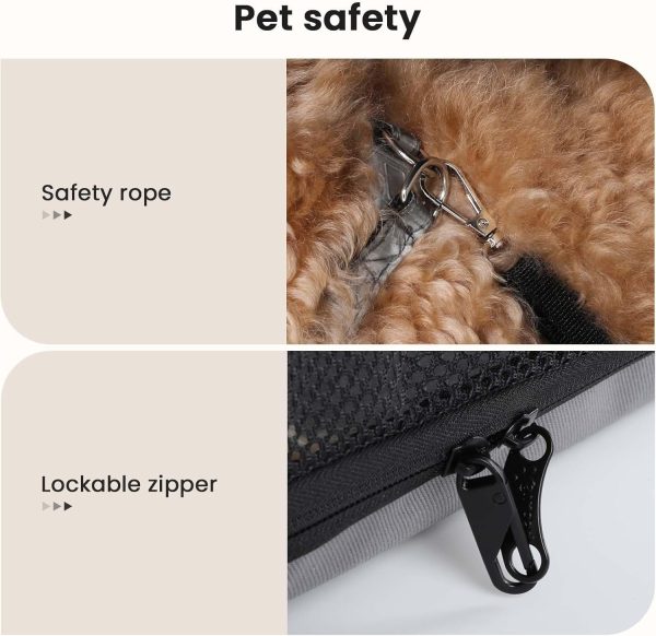 Dog Car Carrier Light Weight, Dog Carrier for Car, Portable Dog Car Crate with Breathable Windows, Foldable Pet Carrier for Both Indoor and Outdoor Use, Dog Travel Crate with Curtain Gray - Image 7