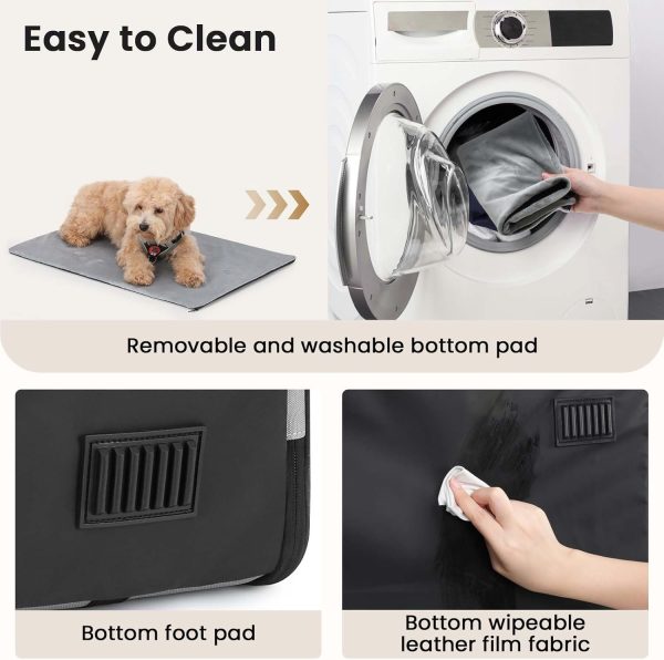 Dog Car Carrier Light Weight, Dog Carrier for Car, Portable Dog Car Crate with Breathable Windows, Foldable Pet Carrier for Both Indoor and Outdoor Use, Dog Travel Crate with Curtain Gray - Image 8