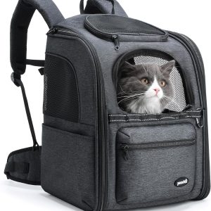 Pecute Cat Backpack Carrier, 30% Energy Saving Cat Backpack for Small Dogs, Cat Carrier Backpack for Puppy Kitty, Foldable Ergonomic Design Cat Backpack Travel Hiking Vet Outdoor