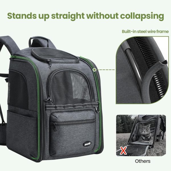 Pecute Cat Backpack Carrier, 30% Energy Saving Cat Backpack for Small Dogs, Cat Carrier Backpack for Puppy Kitty, Foldable Ergonomic Design Cat Backpack Travel Hiking Vet Outdoor - Image 4