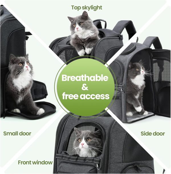 Pecute Cat Backpack Carrier, 30% Energy Saving Cat Backpack for Small Dogs, Cat Carrier Backpack for Puppy Kitty, Foldable Ergonomic Design Cat Backpack Travel Hiking Vet Outdoor - Image 5