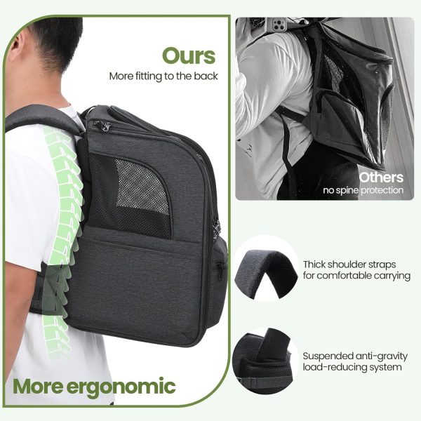 Pecute Cat Backpack Carrier, 30% Energy Saving Cat Backpack for Small Dogs, Cat Carrier Backpack for Puppy Kitty, Foldable Ergonomic Design Cat Backpack Travel Hiking Vet Outdoor - Image 6
