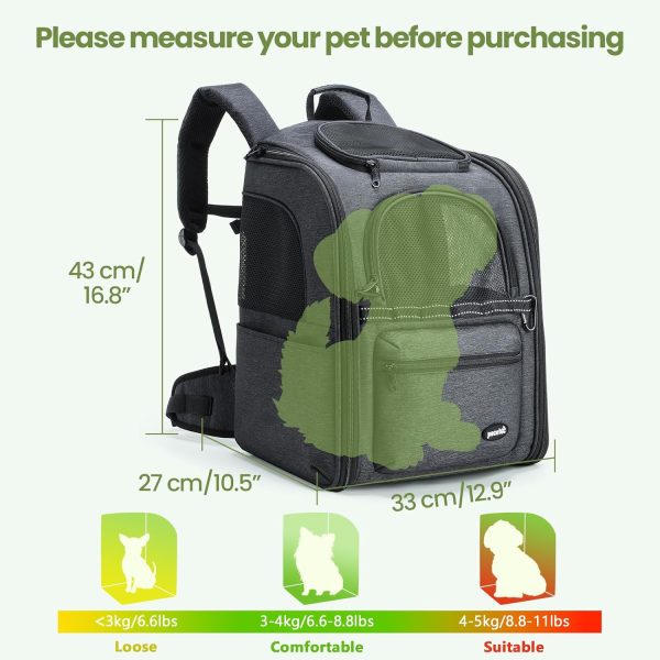 Pecute Cat Backpack Carrier, 30% Energy Saving Cat Backpack for Small Dogs, Cat Carrier Backpack for Puppy Kitty, Foldable Ergonomic Design Cat Backpack Travel Hiking Vet Outdoor - Image 8