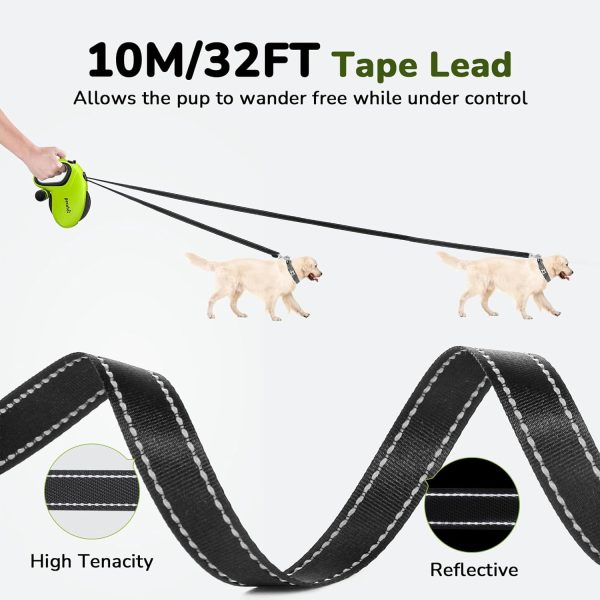 Pecute 32ft Retractable Dog Leash with Reflective Strips, 360° Tangle-Free, One-Button Control & Sturdiness Nylon Material, Long Leash Retractable with Poop Bag Holder for Medium Large Dog - Image 3