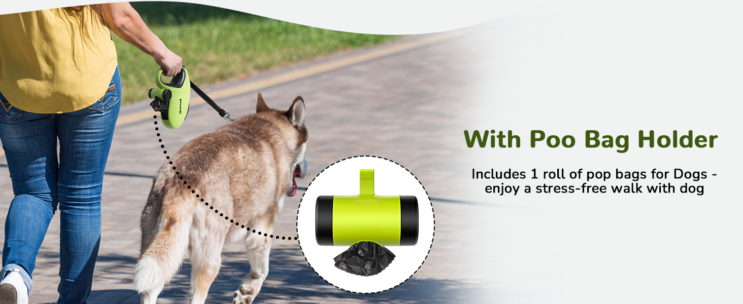 dog leash retractable with poop bag holder