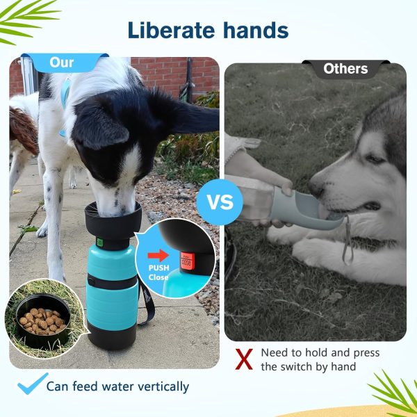 Pecute Upgraded 22 oz Dog Water Bottle with 5 oz Food Container, Portable Dog Travel Water Bottle Dispenser, Leakproof, BPA Free, Lightweight, Pet Water Bottle Bowl for Outdoor Walking Hiking Camping - Image 7