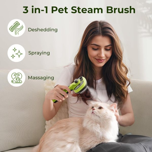 Pecute Steam Cat Brush, Self-Cleaning Cat Steam Brush with 2 Water Spray Modes, Large Capacity Tank, Steaming Dog Brush for Shedding, Massaging Grooming - Image 2