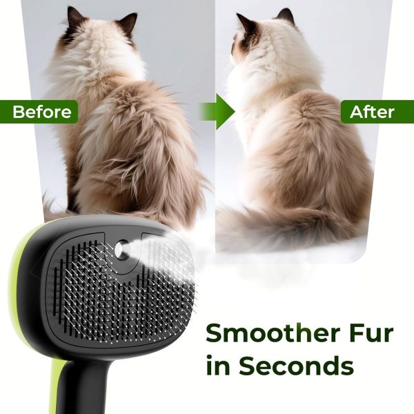 Pecute Steam Cat Brush, Self-Cleaning Cat Steam Brush with 2 Water Spray Modes, Large Capacity Tank, Steaming Dog Brush for Shedding, Massaging Grooming - Image 7