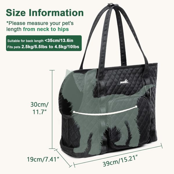 Pecute Dog Purse Carrier, Dog Carrier with Pockets for Small Dogs, Fits Dogs 5.5 lbs to 11 lbs, Lightweight Dog and Puppies Tote Bag Carrier, Outing, Travel, Vet, Black - Image 2