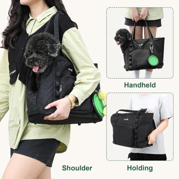 Pecute Dog Purse Carrier, Dog Carrier with Pockets for Small Dogs, Fits Dogs 5.5 lbs to 11 lbs, Lightweight Dog and Puppies Tote Bag Carrier, Outing, Travel, Vet, Black - Image 3