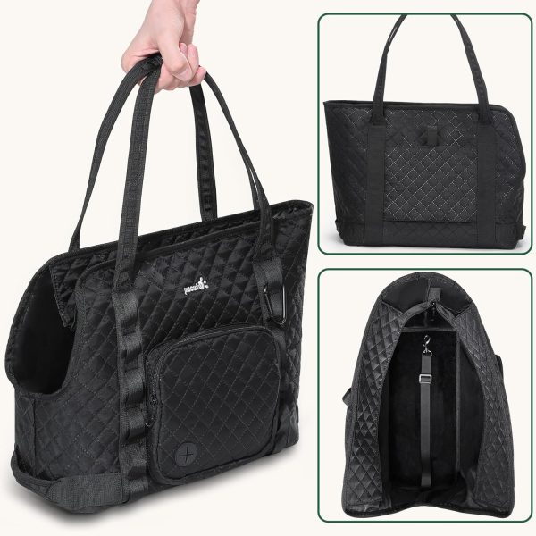 Pecute Dog Purse Carrier, Dog Carrier with Pockets for Small Dogs, Fits Dogs 5.5 lbs to 11 lbs, Lightweight Dog and Puppies Tote Bag Carrier, Outing, Travel, Vet, Black - Image 8